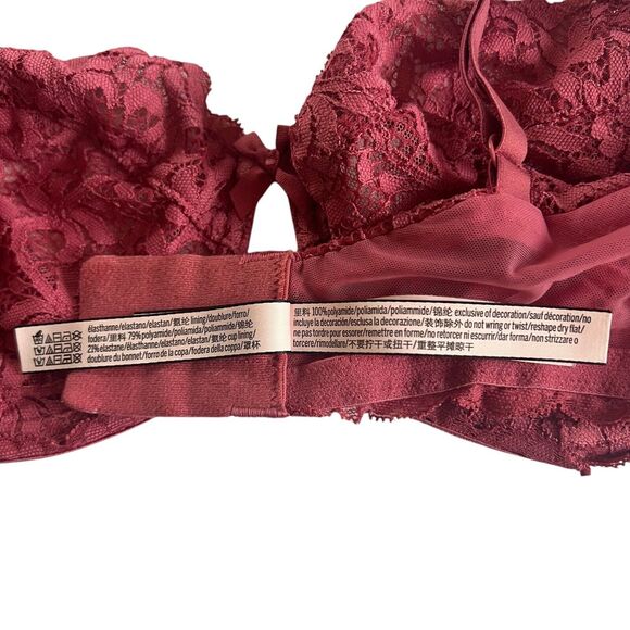 Victoria's Secret Unlined Demi Bra Floral Lace Raspberry Pink Size 38D - Picture 9 of 14